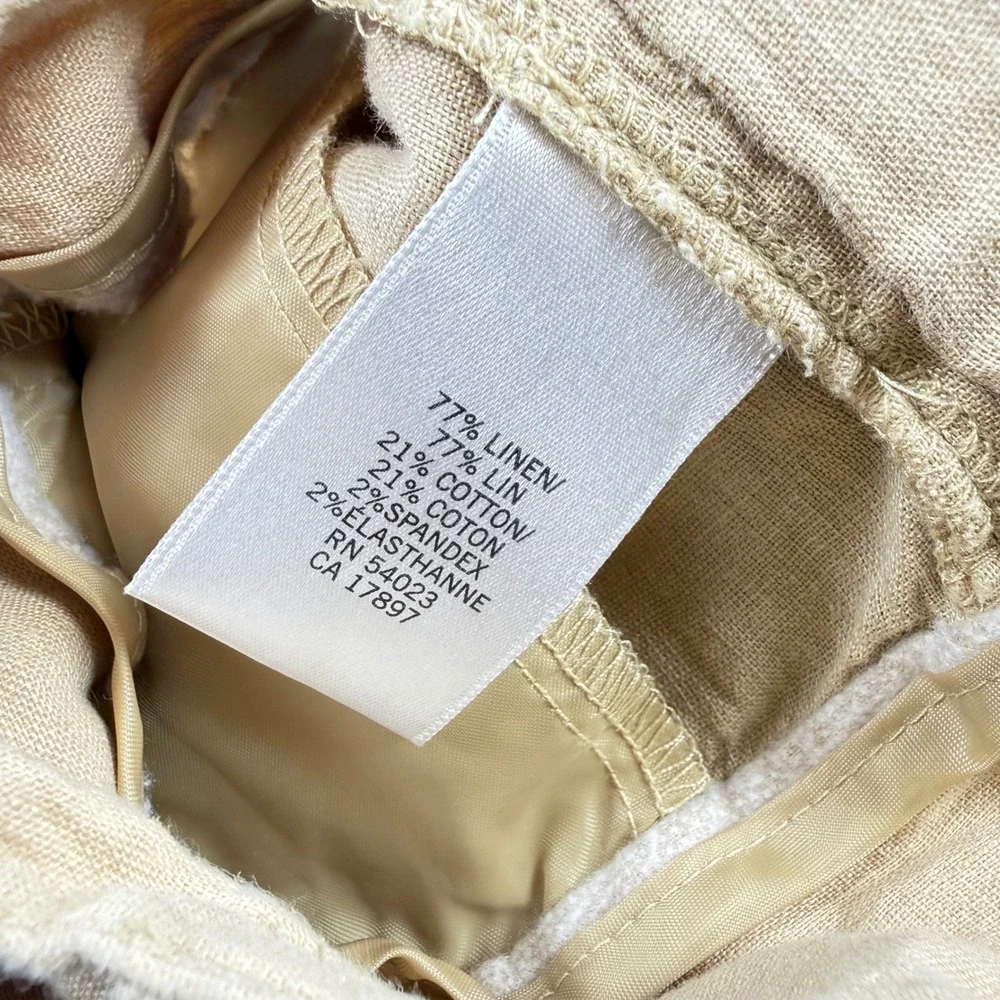 Banana Republic Wide Leg Linen Pants Womens 00P Tan Quiet Luxury Coastal Office